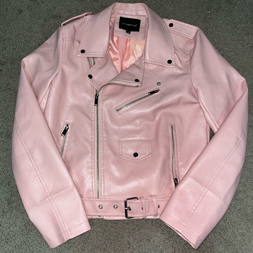 Faux Leather Jacket with Belt